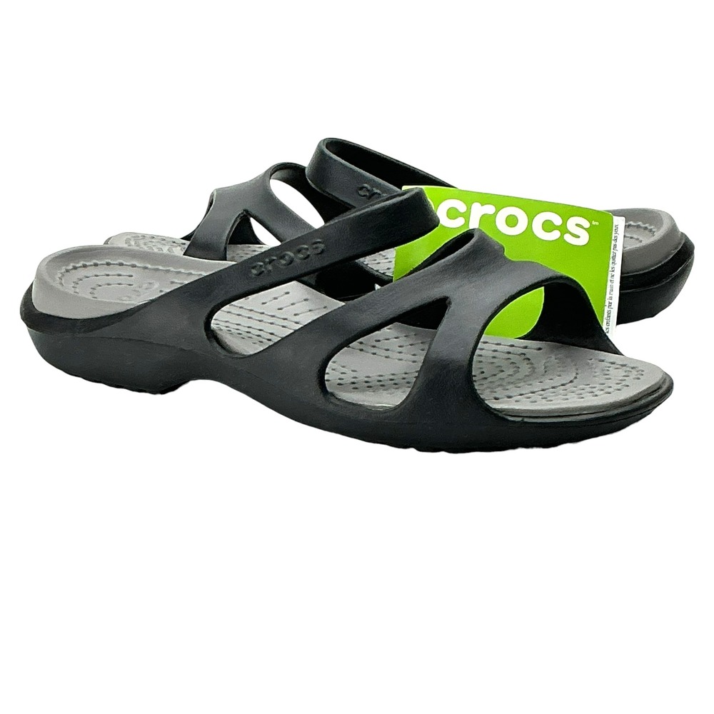Crocs Meleen Twist Sandals Women's Size 8 Black Smoke Comfort Slides Strappy NWT